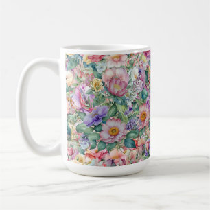 Waterverf bloemmotief, bloemenachtergrond koffiemok