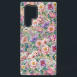 Waterverf bloemmotief, bloemenachtergrond samsung galaxy hoesje<br><div class="desc">Waterverf bloemmotief,  bloemmotief. Kleurrijke aquarel wilde bloemen en bladeren willekeurig gerangschikt als achtergrondpatroon.</div>
