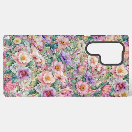 Waterverf bloemmotief, bloemenachtergrond samsung galaxy hoesje (Achterkant horizontaal)