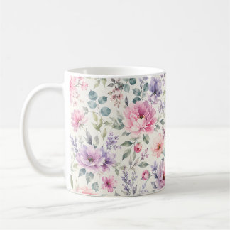 Waterverf Bloemmotief | Elegante Botanische Koffiemok