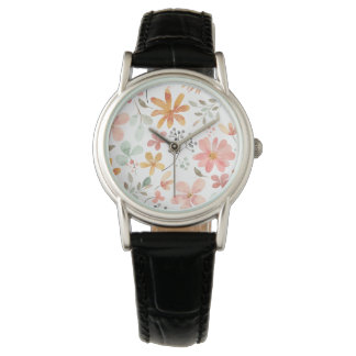 Waterverf Bloemmotief Horloge