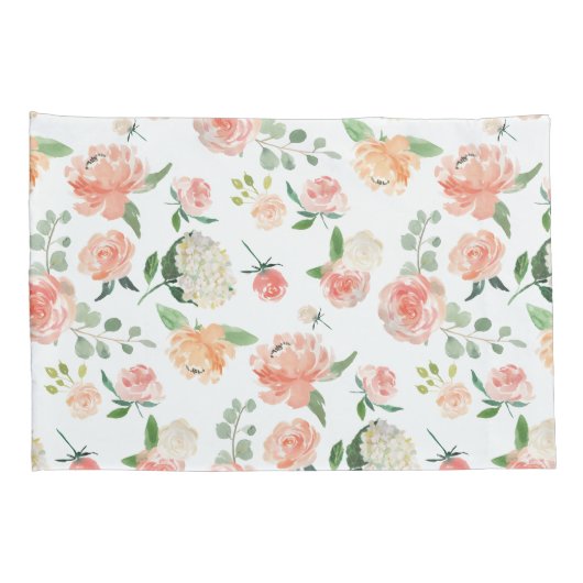 Waterverf bloemmotief in perzik kussensloop (Achterkant-Rechts)