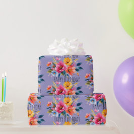 Waterverf Bloemmotief | Modern Helder Bloemmotief Cadeaupapier