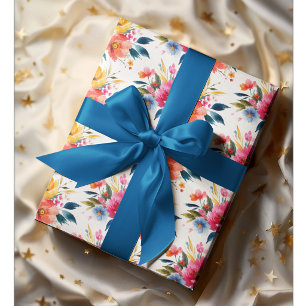 Waterverf Bloemmotief Modern Helder Bloemmotief Cadeaupapier