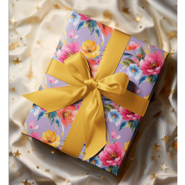 Waterverf Bloemmotief | Modern Helder Bloemmotief Cadeaupapier