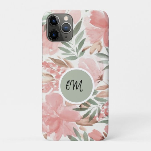 Waterverf Bloemmotief Monogram Case-Mate iPhone Case (Achterkant)