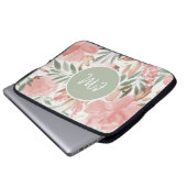 Waterverf Bloemmotief Monogram Laptop Sleeve (Voorkant onderkant)