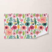 Waterverf bloemmotief monogram naam bad handdoek (Handdoek)