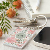 Waterverf Bloemmotief Monogram Sleutelhanger (Voorkant Rechts)