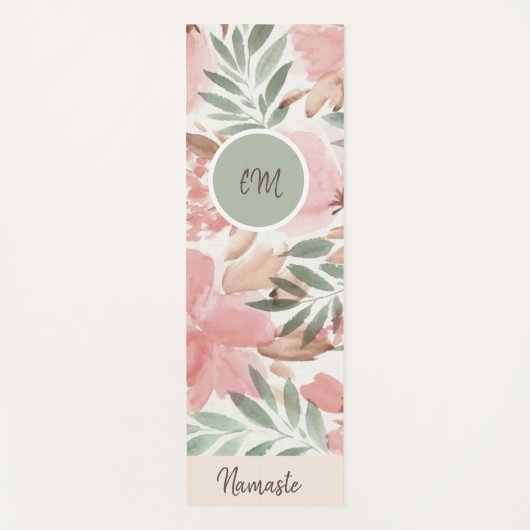 Waterverf Bloemmotief Monogram Yogamat (Voorkant)