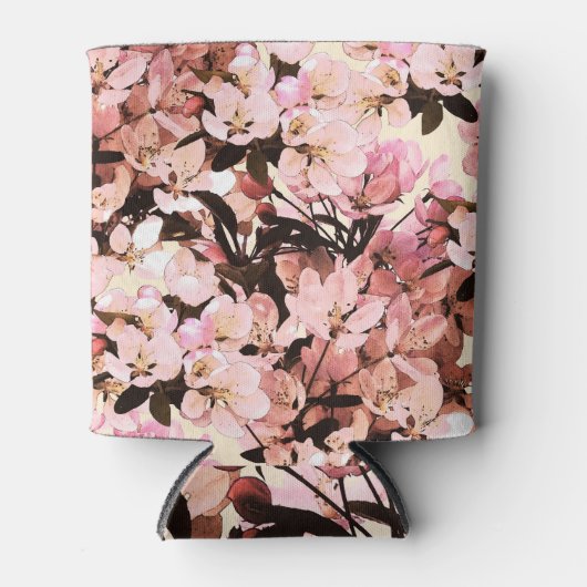 Waterverf bloemmotief ontwerp blikjeskoeler (Voorkant)