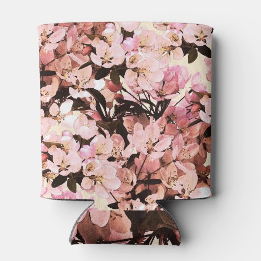 Waterverf bloemmotief ontwerp blikjeskoeler (Achterkant)