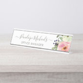  Waterverf Bloemnaam en titel Bureau Naambordje (Voorkant)