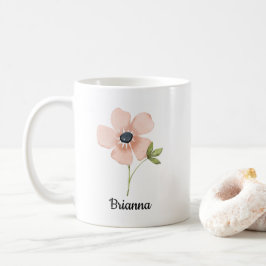Waterverf Bloemnaam met Blush Tint Koffiemok