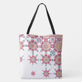 Waterverf Bloemontwerp, Roze Bloemprint Tote Bag (Achterkant)