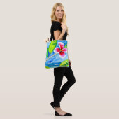 Waterverf bloemontwerp tote bag (Op model)