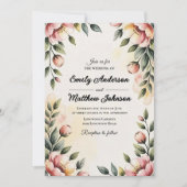 Waterverf Bloemontwerper bruiloft uitnodiging (Voorkant)