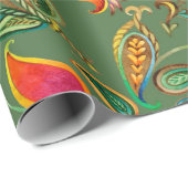 Waterverf bloempaisleypatroon cadeaupapier (Rol Hoek)