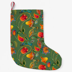 Waterverf bloempaisleypatroon kleine kerstsok