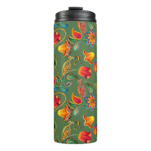 Waterverf bloempaisleypatroon thermosbeker