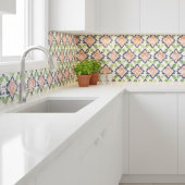 Waterverf Bloempatroon Navy Coral Green Tegeltje