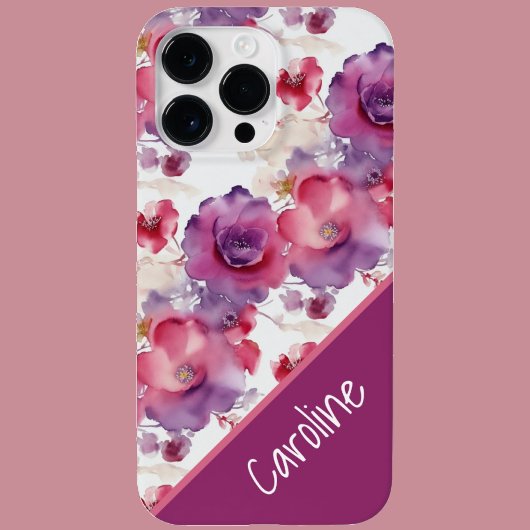 Waterverf bloempatroon rood blauw paars Case-Mate iPhone case