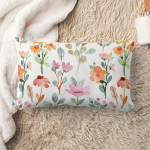 Waterverf Bloempatroon – Roze & Paarse Bloemen Kussen