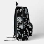 Waterverf bloempatroon zwart-wit bedrukte rugzak (Links)