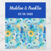 Waterverf Bloemprint Custom Couples 'Wedding Wijn Etiket (Enkel label)