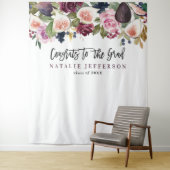 Waterverf bloemrijke afstudeercongratraties modern wandkleed (In situ)