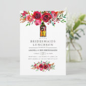 Waterverf Bloemrijke Bruidsmeisjes Lunch Uitnodigi Kaart (Staand voorkant)