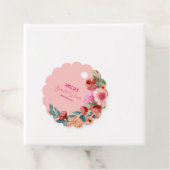 Waterverf bloemrijke helder roze bruidsfeest tafel bedankjes labels (In situ)