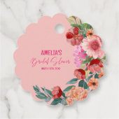 Waterverf bloemrijke helder roze bruidsfeest tafel bedankjes labels (Achterkant)