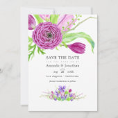 Waterverf Bloemrijke Lente Trouwfoto Save The Date (Voorkant)