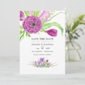 Waterverf Bloemrijke Lente Trouwfoto Save The Date (Staand voorkant)
