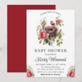 Waterverf Bloemrijke Lente Vogelnest Baby Shower Kaart (Voorkant / Achterkant)