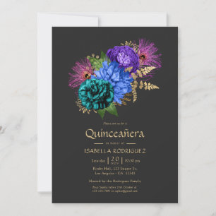 Waterverf Bloemrijke Mardi Gras Quinceañera Foto Kaart
