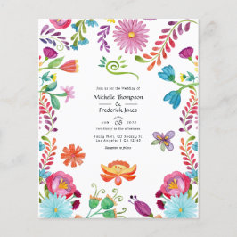 Waterverf Bloemrijke Mexicaanse Fiesta Huwelijksui Flyer