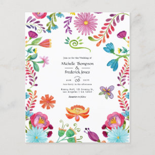 Waterverf Bloemrijke Mexicaanse Fiesta Huwelijksui Flyer