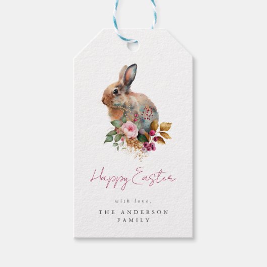 Waterverf Bloemrijke Pasen Cadeaulabel (Voorkant)