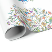 Waterverf bloemrijke pauw cadeaupapier (Rol Hoek)