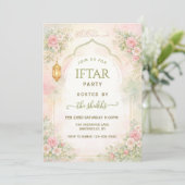 Waterverf bloemrijke Ramadan iftar uitnodigingen (Staand voorkant)