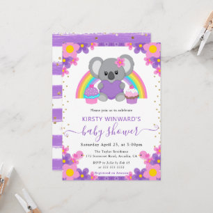 Waterverf Bloemrijke Regenboog Koala Babyfeestje Kaart
