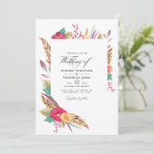 Waterverf Bloemrijke Safari Trouwfoto Kaart (Staand voorkant)