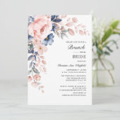 Waterverf Bloemrijke Script Bruids Bruiloft Brunch Kaart (Staand voorkant)