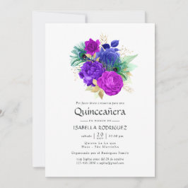Waterverf Bloemrijke Spaanse Mardi Gras Quinceañer Kaart