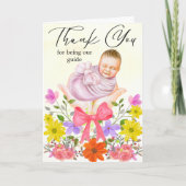 Waterverf Bloemrijke vroedvrouw Dank u Nieuwe Baby Bedankkaart (Voorkant)