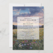 Waterverf Bloemrijke Weide QR Code Baby Shower Kaart (Voorkant)