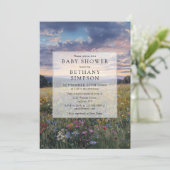 Waterverf Bloemrijke Weide QR Code Baby Shower Kaart (Staand voorkant)