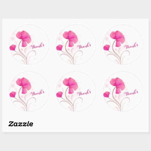 Waterverf bloemroze bruiloft bedankt sticker (Vel)